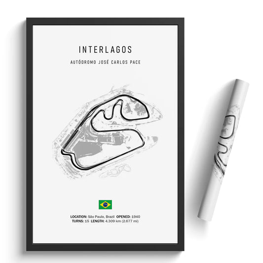 Autódromo José Carlos Pace Interlagos - Racetrack Canvas Print white