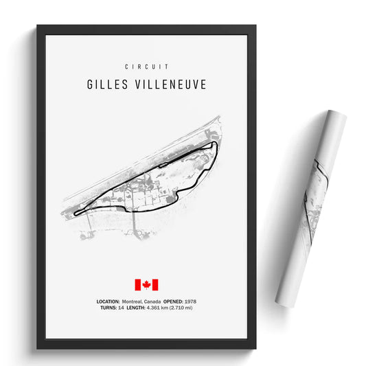 Circuit Gilles Villeneuve - Racetrack Canvas Print white