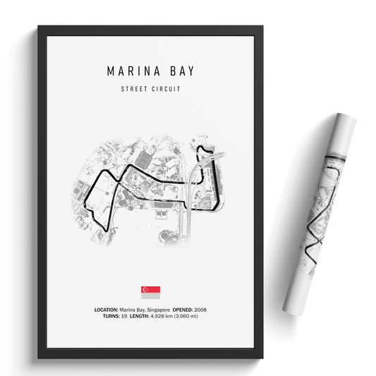 Marina Bay Street Circuit Singapore - Racetrack Canvas Print white